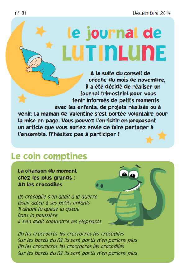 Premier numéro du journal trimestriel de la crèche